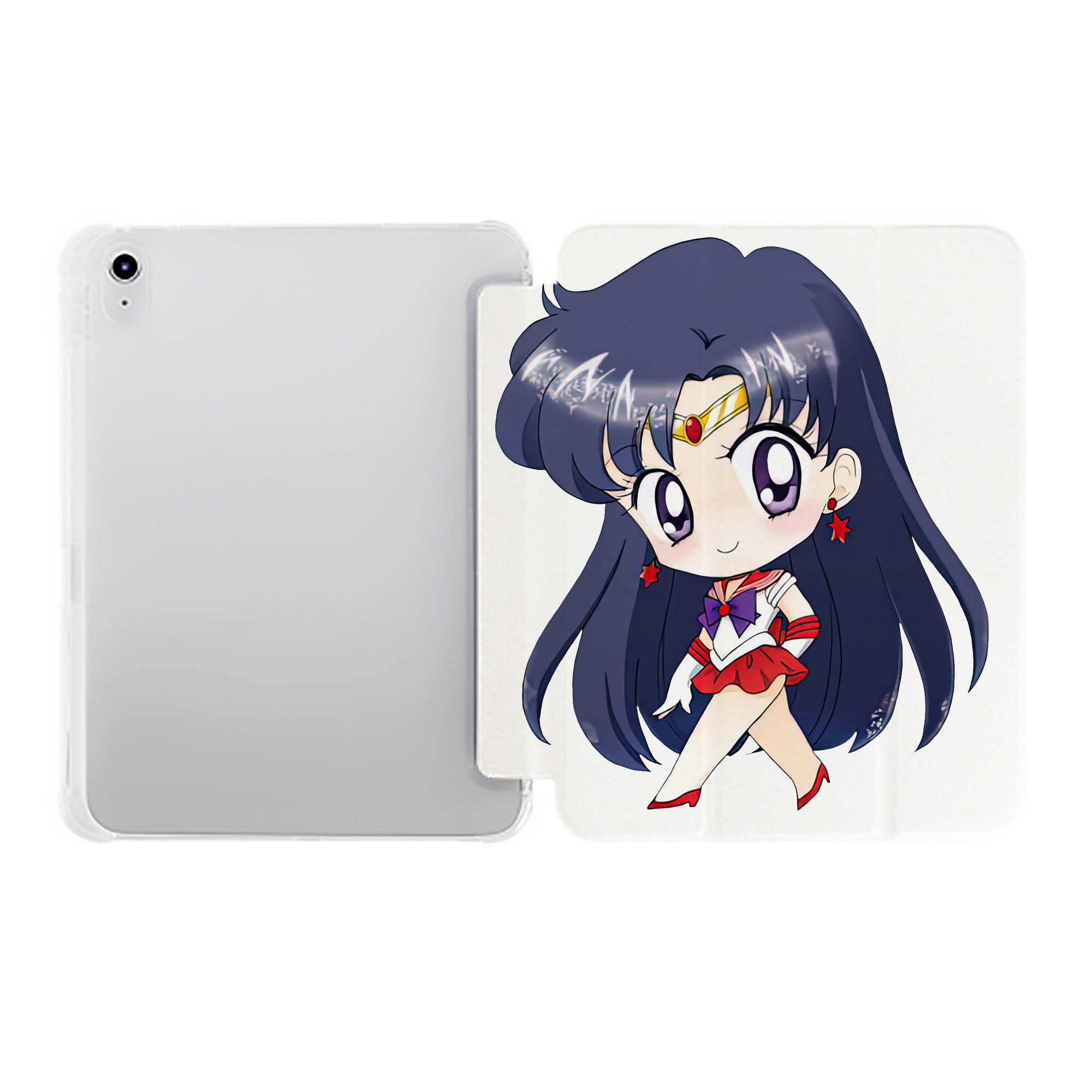 （画像用） 美少女戦士セーラームーン 火野レイ ひの レイ Sailor Moon Hino Rei （セーラーマーズ,Sailor Mars） IPad ケース ペン収納付き 三つ折りスタンド PUレザー×シリコン 対応機種9.5/10.5/10.9インチ